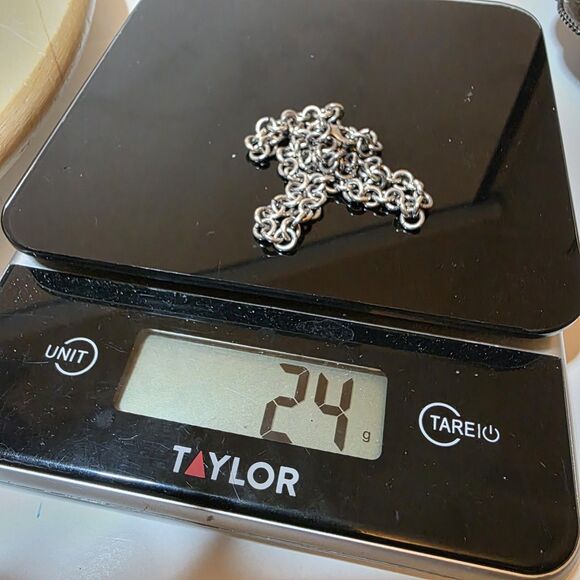 Sterling Silver 925 Rolo Link Chain 14 Inches Long Weighs 24 Grams Lobster Clasp - Picture 5 of 5